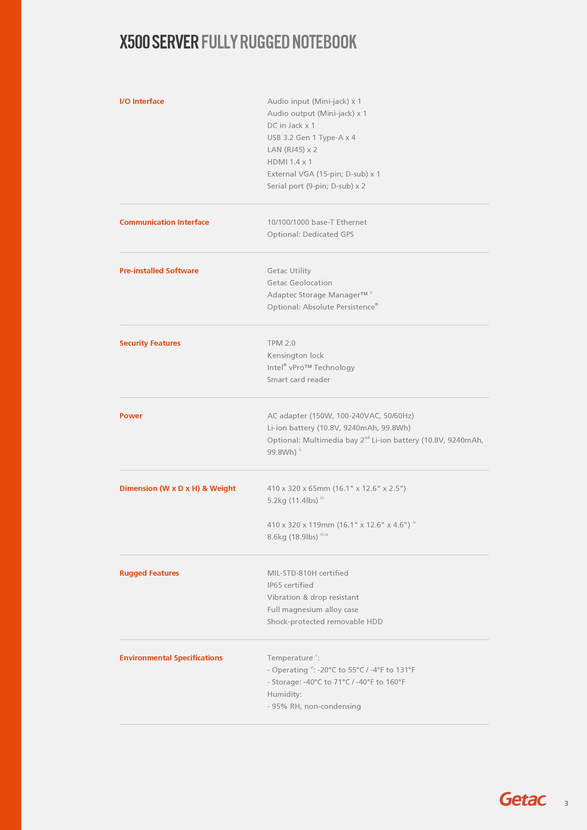 Getac X500 Server - World<i></i>'s first fully rugged notebook of the server class, Ultra-bright 15.6<i></i>'<i></i>' full HD outdoor display