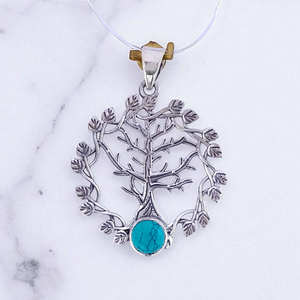Pendentif original Arbre de Vie en argent sterling 925 avec pierre précieuse, bijoux en argent faits à la main, vente en gros - Product Image 3