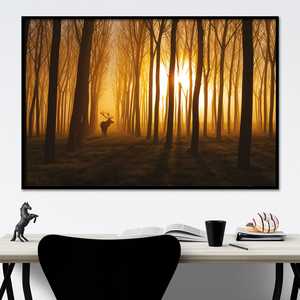 Affiche abstraite de cerf dans la forêt de Stefan Miron, imprimée numériquement sur porcelaine cristalline, peinture décorative d'animaux pour la maison - Product Image 1