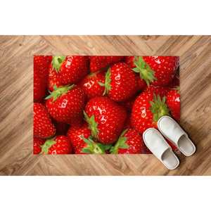 Tapis imprimé fraise - Tapis de cuisine moderne rouge, tapis doux non tissé - Product Image 5
