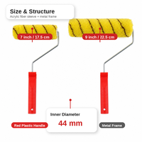 Rouleau de peinture en acrylique effet peau de tigre de 7 pouces et 9 pouces pour peinture murale au latex, manche rouge, approvisionnement en gros OEM