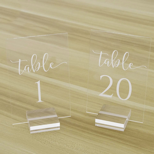 แท่นอะคริลิคทรงโค้งหมายเลขโต๊ะพร้อมข้อความยกสูง3D สำหรับรับสินค้าในงานแต่งงาน - Product Image 5
