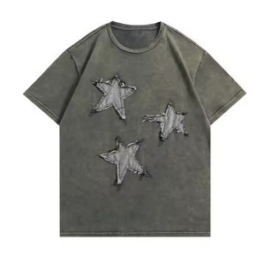 Streetwear pour hommes 100% coton 230G lourd tissu tricoté lavé à l'acide Vintage à manches courtes t-shirt surdimensionné vente en gros - Product Image 1