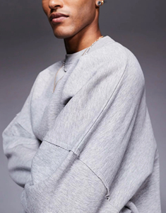 OEM/ODM 100% algodón tejido mezclado sudadera para hombre básico pesado grueso polar 450GSM de gran tamaño Boxy fit sudadera para hombre - Product Image 6