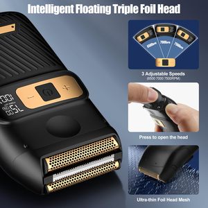 Cortadora de Pelo Profesional 3 en 1 Inalámbrica para Hombre, Recortadora Eléctrica, Cuchilla en T de Acero Inoxidable, Batería con Idioma en Francés - Product Image 5