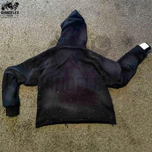 Precio bajo de tarifa de fábrica nueva moda de alta calidad básicos algodón mezclado diseño Premium hombres angustia bordado sudaderas con capucha para la venta - Product Image 2