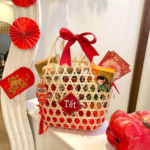 PANIER EN BAMBOU TET CELEBRATION/PARFAIT POUR LES CADEAUX DES FÊTES/FABRIQUÉ AU VIETNAM - Product Image 1