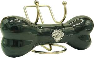 Urnes décoratives en forme d'os en aluminium pour animaux de compagnie cercueil avec patte gravée à la main pour animaux de compagnie cendres avec présentoir unique belle (noir) - Product Image 2