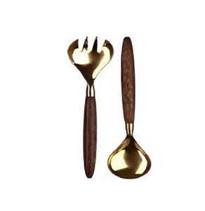 Ensemble de service à salade en métal argenté avec poignée ronde en nacre Alimentation manuelle pour la maison et l'hôtel Utilisation de table - Product Image 2