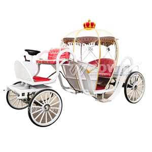 Carruaje de calabaza de estilo europeo blanco, coche de Turismo, coche de caballos con carro de calabaza decorado - Product Image 1