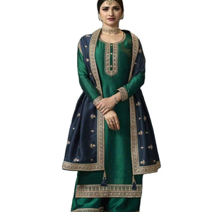 นักออกแบบล่าสุดการลําดับการเย็บปักถักร้อยเทียม Georgette ทํางานชุด Palazzo โดย Fab Zone - Product Image 1