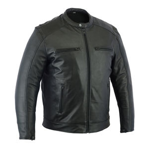 Chaqueta de cuero para hombre para motorista desgastada piel de cordero genuina Material de alta calidad-Chaquetas de cuero causales al precio al por mayor OEM - Product Image 3