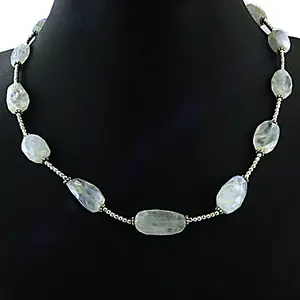 "Vintage Pearl <b>Beaded</b> <b>Necklace</b> for Women | Classic Gift | Religious Jewelry | Turquoise & Garnet | Jade Material | Chain Design" - Product Image 1