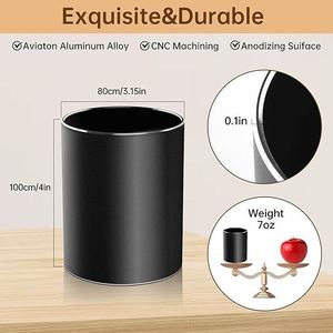 AK Brass Customized Round Metal Pen Stand in Black Finished Large Capacity For Library Decor / Study Room Decor - Product Image 2