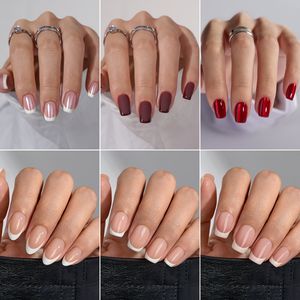 Individuell Gestaltete Künstliche Falsche Fingernägel, Hochwertige Kurze Mandel- und Quadratform, Eigenmarke, Weiche Gel French Tips, Großhandel Press-on-<span class=keywords><strong>Nails</strong></span> - Product Image 4