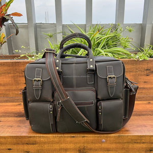 Nouveau personnalisé Vintage véritable cuir de vachette cartable bandoulière sacs de messager pleine fleur en cuir véritable moto côté sac pour hommes - Product Image 4