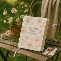 Journal de prière LABON « Ses paroles fleurissent en moi », carnet de méditation floral pastel, livre d'écriture biblique pour la foi chrétienne