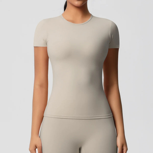 Camiseta de Yoga de Manga Corta sin Costuras para Mujer, Traje Deportivo Informal de Secado Rápido, Top Deportivo para Correr - Product Image 5