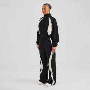 OEM Custom Contrast Panel Nylon TrackSuit Shell Set 2 Piece <b>Women</b> <b>Windbreaker</b> Tracksuit - Product Image 4