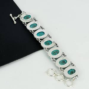 Elegant Blue Turquoise Handmade <b>Bracelet</b> 925 Sterling <b>Silver</b> Jewelry Natural Gemstone <b>Bracelet</b> Boho Jewelry For Birthday Gifts - Product Image 2