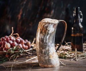 Haute qualité grande corne nordique tasse vraie corne de boeuf meilleur prix pour Viking thème décor haut artisanat naturel - Product Image 1