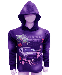 Sweats à capuche épais 400gsm French Terry 460 Gsm 100% coton lavé à l'acide violet pour hommes - Product Image 1