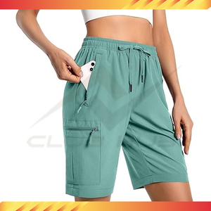 Pantalones cortos de Yoga atléticos para exteriores para mujer, de cintura alta, transpirables, ligeros, de secado rápido, deportivos, informales, con bolsillos y cremallera - Product Image 2