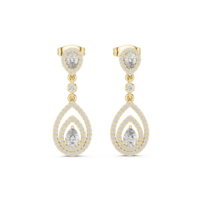 Boucles d'oreilles élégantes en diamant rond et poire cultivées en laboratoire certifiées IGI parfaites pour les femmes en gros bijoux fins - Product Image 2