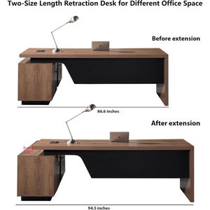 Retractable <b>L</b>-<b>Shaped</b> Executive <b>Desk</b> with Dual Metal Frame Wooden Top Model <b>DESK</b>-0033 - Product Image 6