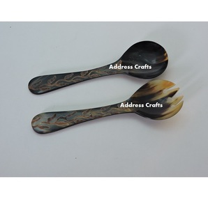 Best Quality Unique Design Natural Horn Spoon Tableware for Living Gifting and Food Styling Buffalo Horn Salad Server Spoon - Product Image 4