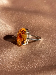 Anillo DE BODA fino de estilo clásico de Plata de Ley 925 hecho a mano, bisel de piedras preciosas de ámbar Báltico Natural, regalo de compromiso ovalado - Product Image 6