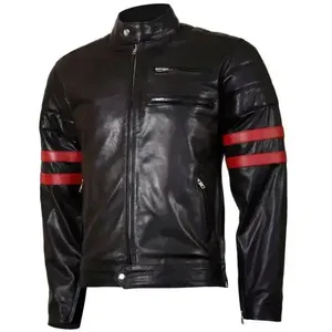 แจ็คเก็ตหนังสีดำลายเส้นสีแดง Wolverine - Product Image 1