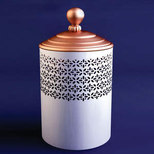 Bougeoir votif rond en métal de fer décoratif pour la maison bougeoir de conception moderne de couleur d'or blanc pour la décoration de table - Product Image 1