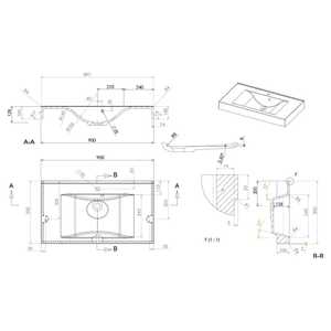 Lavabo contemporain en marbre recomposé de 90 cm, catégorie produits en céramique : Lavabos - Product Image 2