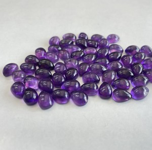 Pera de amatista natural 5x8mm a cabujón Parte posterior plana-Amatista suelta Piedra preciosa de alta calidad - Product Image 4