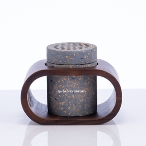 Quemador de incienso de madera moderno ZAM IMPEX, diseño cilíndrico elegante, tapa de Metal con acabado mate, soporte de aromaterapia hecho a mano para - Product Image 4