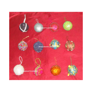 Fabricación india de diseños surtidos bordado Zari hecho a mano con trabajo de cuentas para el árbol de Navidad decorar adornos colgantes - Product Image 1