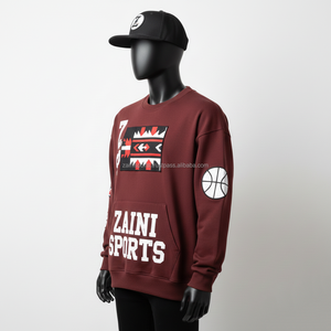 Sudadera de Hombre, 320GSM, Mezcla de Algodón Suave, Color Granate, Logotipo Personalizado Bordado, Parche en el Pecho, Estilo Deportivo, Sudadera Básica - Product Image 4