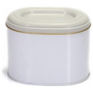 Boîte en métal ovale blanche de 1,4 L-140x120x130mm Produit de décoration pour la maison - Product Image 2