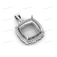 Trendiger Maßgefertigter Solitär-Schmuck mit Kissenförmigem Zirkon, 18K Vergoldet, 925 Sterling Silber, Nickelfrei und Bleifrei, für Hochzeiten und Partys