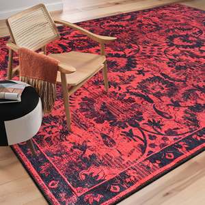 Netline Home Georgian Octagons Deep Red Heritage <b>Washable</b> <b>Rug</b> - Product Image 6