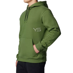 เสื้อมีฮู้ดสีเขียวสำหรับผู้ชาย, เสื้อสวมหัวสไตล์สีพื้นพิมพ์ผ้าไหมแบบดิจิตอลผ้าทอ - Product Image 4