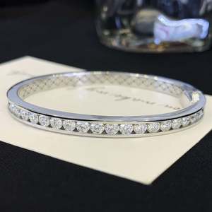 8.50tcw Round Lab Diamond <b>Bangle</b> <b>Bracelet</b> in White Gold IGI Certified D-E-F VVSVS Elegant & Stylish - Product Image 1