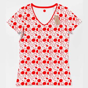 T-shirts pour femmes à col en V imprimés sur toute la surface, 100% coton, logo personnalisé imprimé, fibre de bambou compressée, prix bas, provenance du Bangladesh - Product Image 1