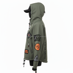 Veste Softshell pour femmes 310GSM, panneaux tactiques verts, coupe-vent, polaire chaude, logo brodé personnalisé, veste Softshell pour femmes - Product Image 3