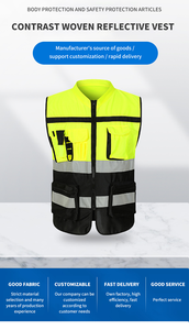 Gilet de sécurité personnalisable, respirant, haute visibilité, fluorescent et réfléchissant, fabriqué au Pakistan, pour les ingénieurs et les chantiers de construction - Product Image 4