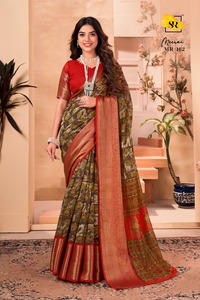 Sari de algodón suave de último diseñador con borde Jacquard de Fab Zone - Product Image 3