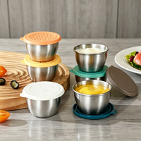Gobelets à sauce personnalisés en acier inoxydable de 60 ml avec couvercles à clapet, petits récipients alimentaires réutilisables, étanches et adaptés au congélateur