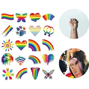 Autocollant de tatouage étanche LGBT arc-en-ciel, amour, amour, visage, Gay Pride, vente en gros