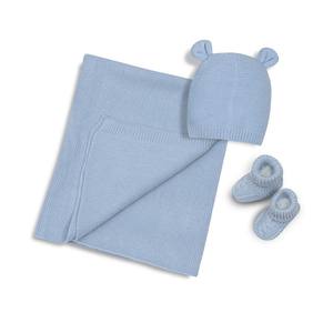 Ensemble de 3 vêtements bleus mignons pour le printemps, couverture, chapeau, chaussettes - pour les tout-petits ! - Product Image 1